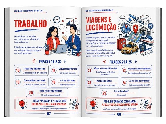 Interior do Guia Prático 100 Frases